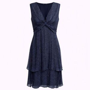 Banana Republic Midnight Blue Polka Dot Midi Dress